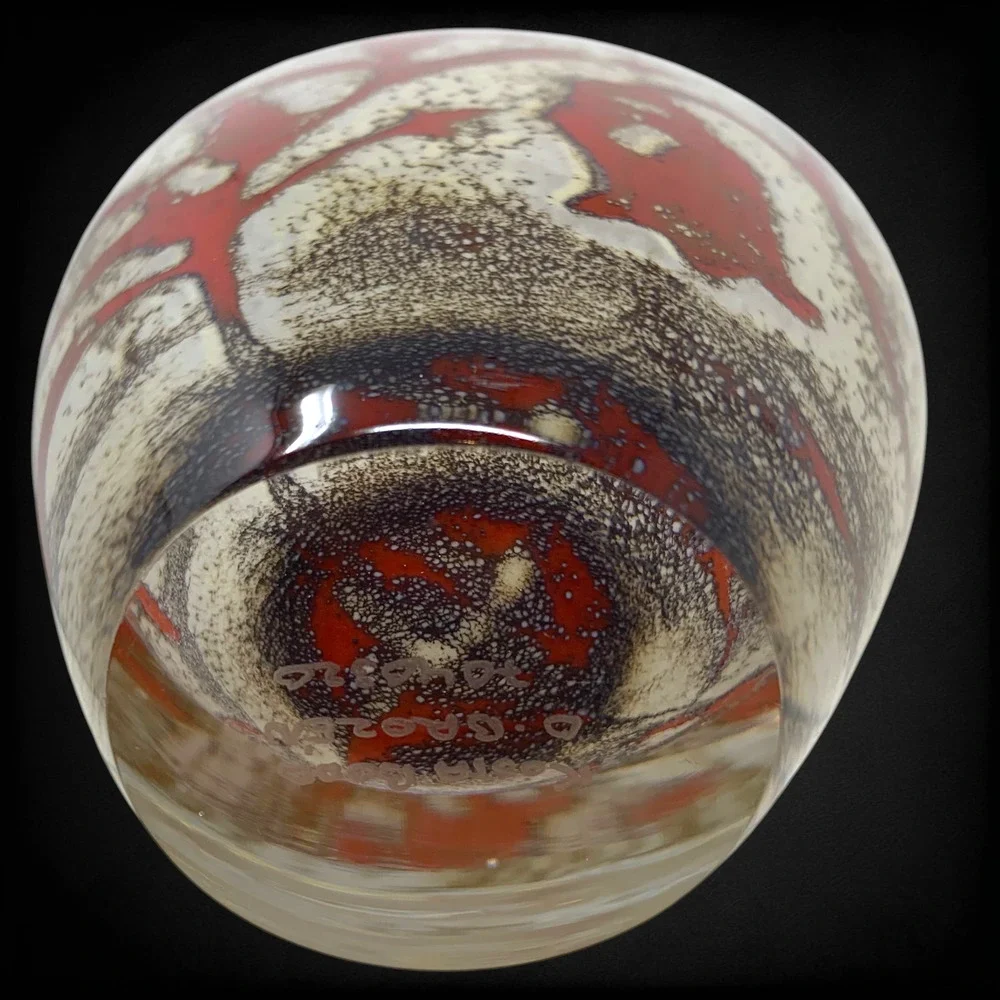Vtg Y2K Kosta Boda Floating Flowers Vase Olle Brozén Signed Swedish Art Glass 7